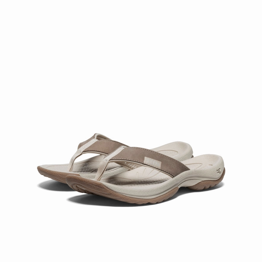 Flexible walking shoes Women's Kona Leather Flip-Flop  |  Brindle/Silver Birch