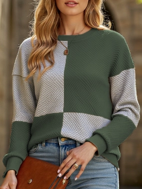 Relaxed Armhole Cut Longline Hemline Women's round neck textured hoodie