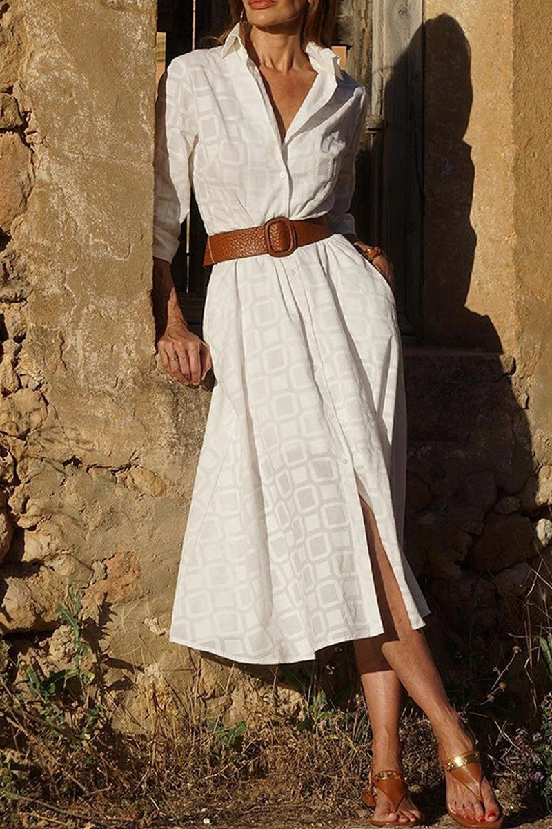 WOMEN SQUARE PATTERNED SEXY SLIT LONG DRESS Capsule-Wardrobe Smart Cut