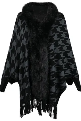 WOMENS OPEN FRONT FUR SHAWL JACKET Soft Wool