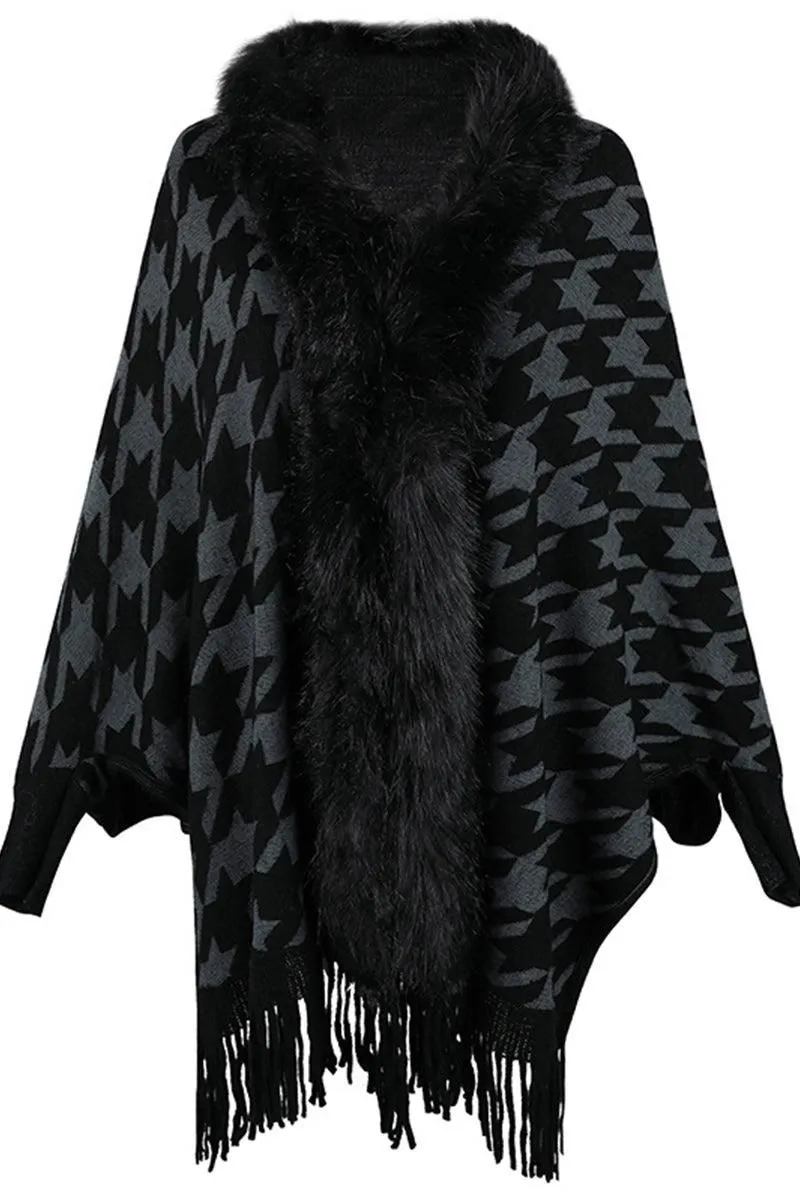 Quick Dry Fabric WOMENS OPEN FRONT FUR SHAWL JACKET