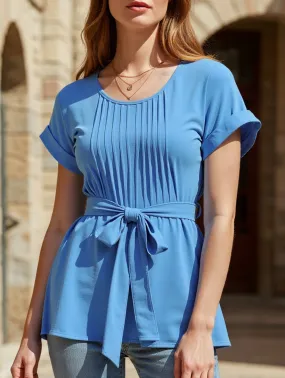 Printed T-shirt RibbedNeckline Women??s Ruffled Blouse ??Light & Lovely