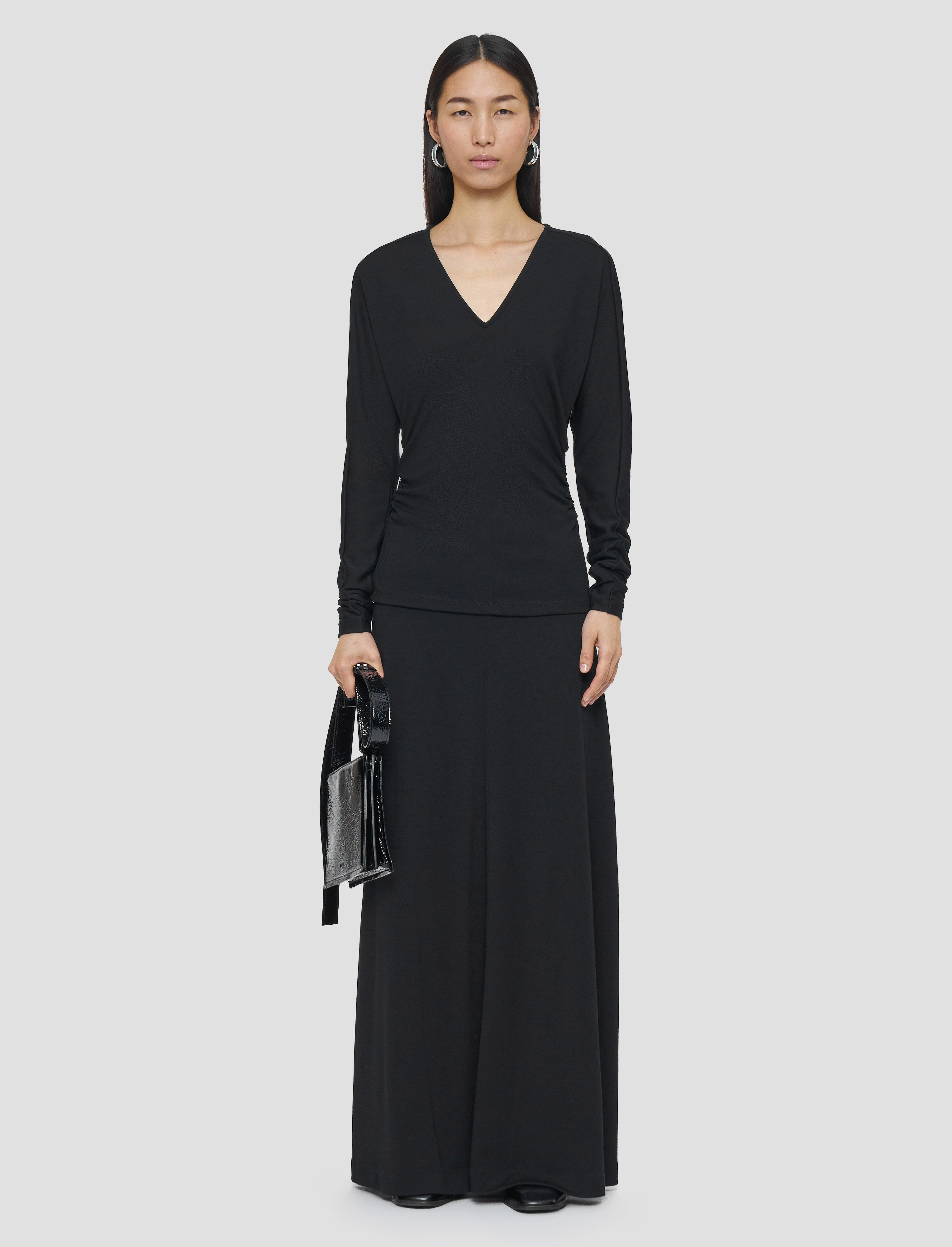 Multi Layer Weaving Wool Jersey V Neck Top