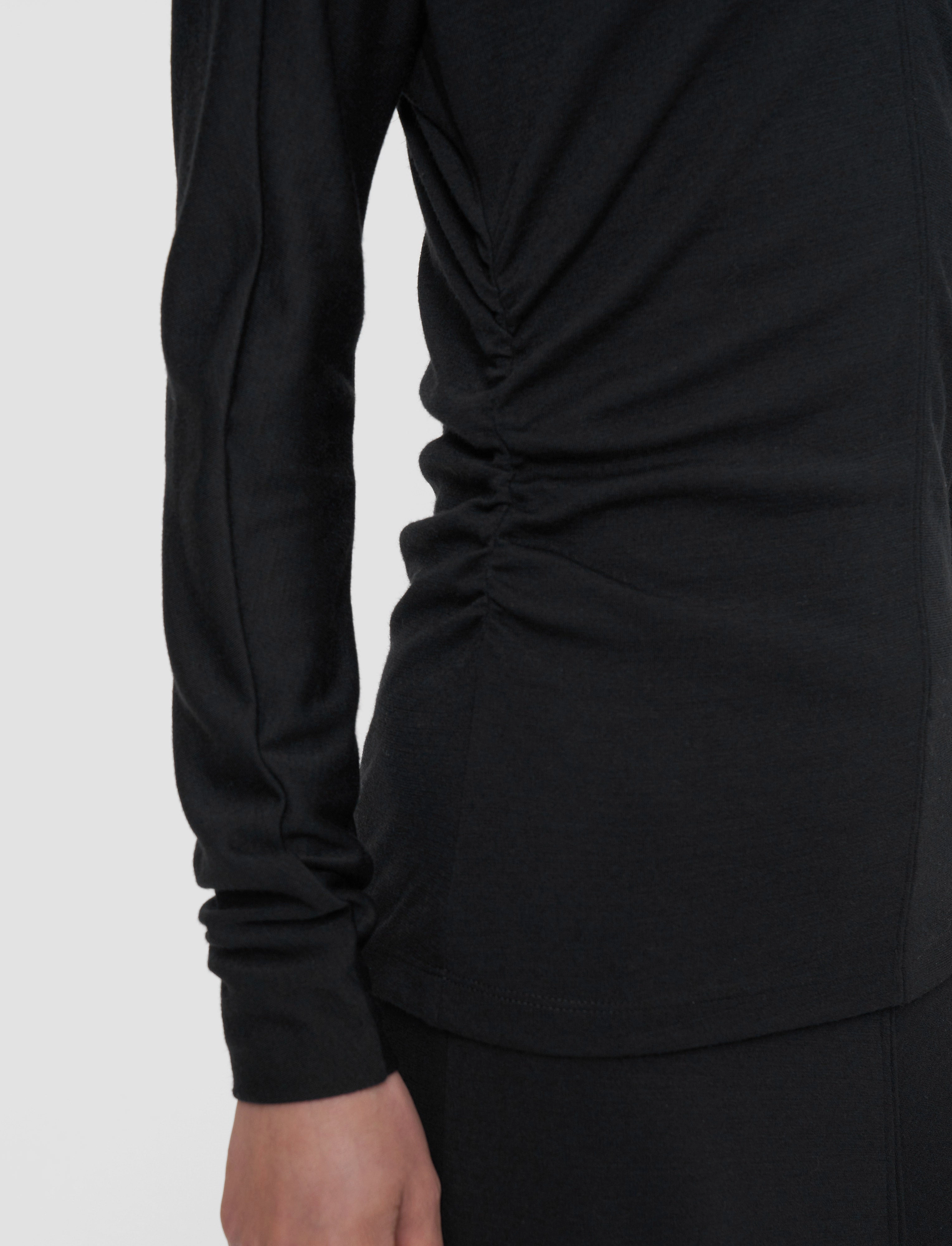 Breathable Material Temperature Regulating Knit Wool Jersey V Neck Top