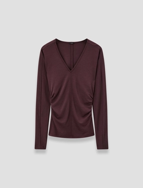 HeatTrapping Fibers Wool Jersey V Neck Top