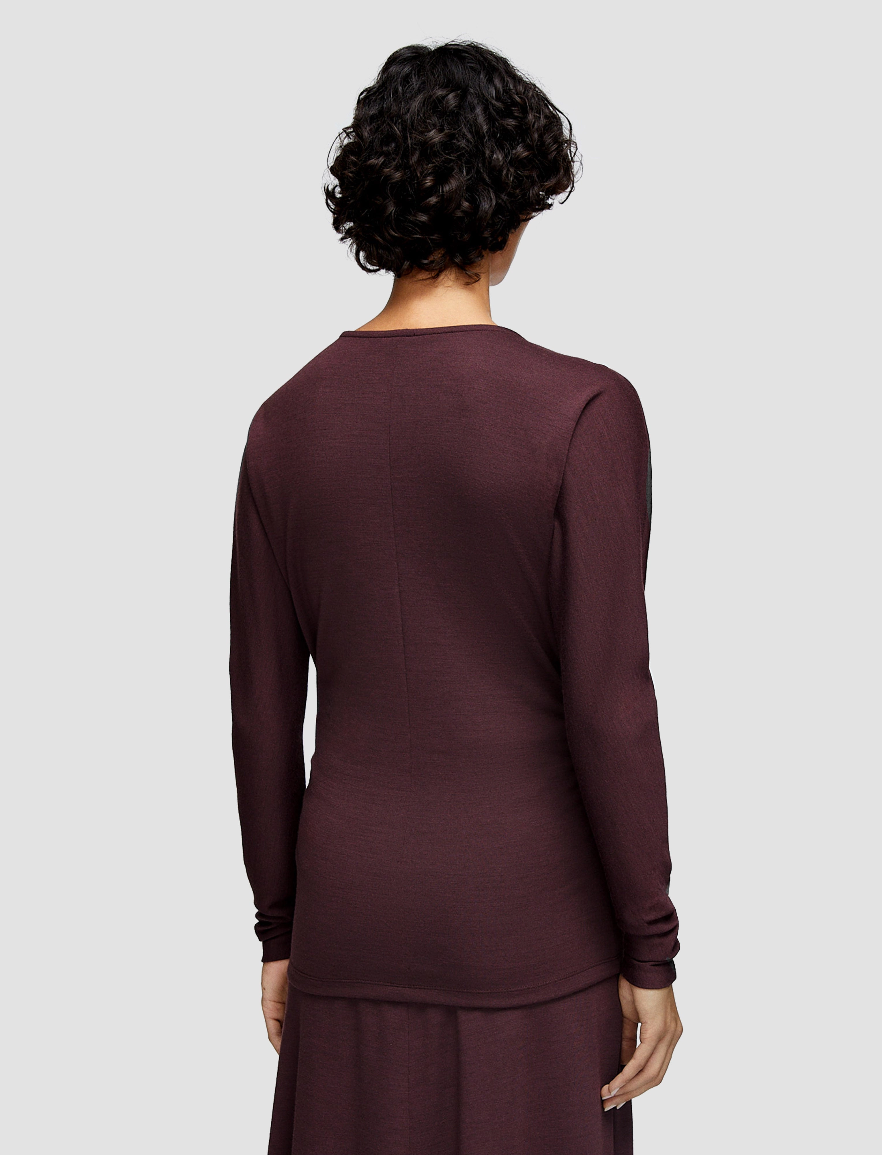 Simple Aesthetic Wool Jersey V Neck Top