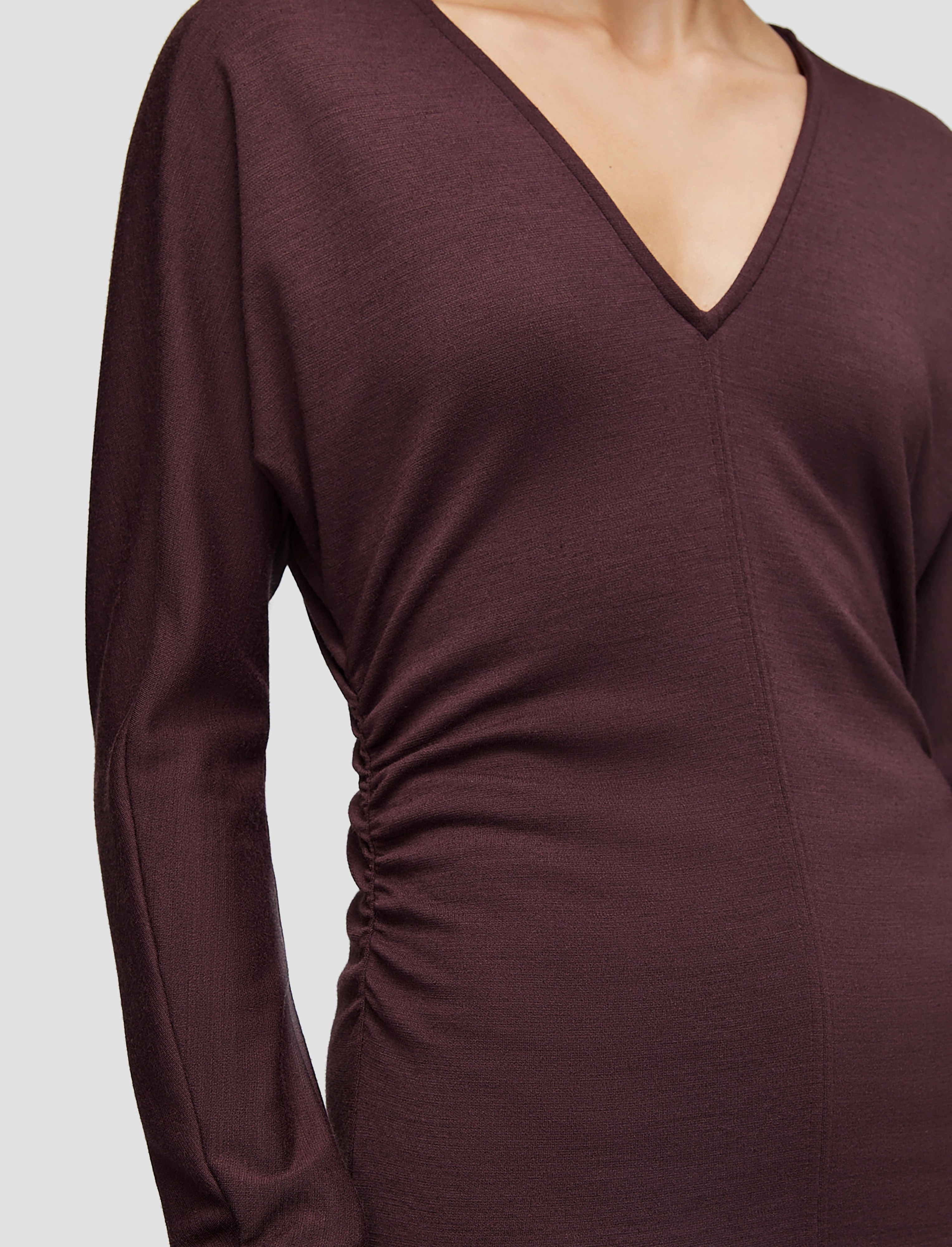OdorResistant Finish Transitional Wear Wool Jersey V Neck Top