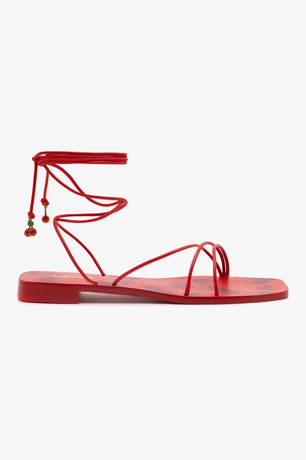Nadia Flat Sandal In Scarlet Leather Style Mood