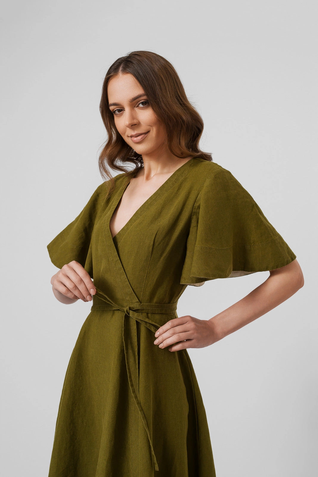 Comfortable Touch Wrap Dress, Butterfly Sleeve