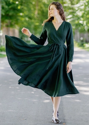 Classic Grace Elegant Look Wrap Dress, Long Sleeve