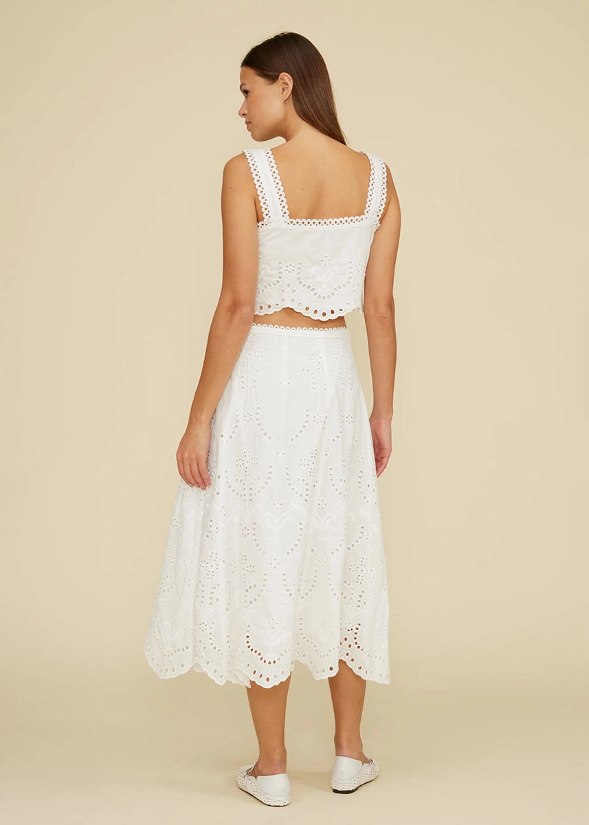 Sia Eyelet Top - White GarmentWashed Softness