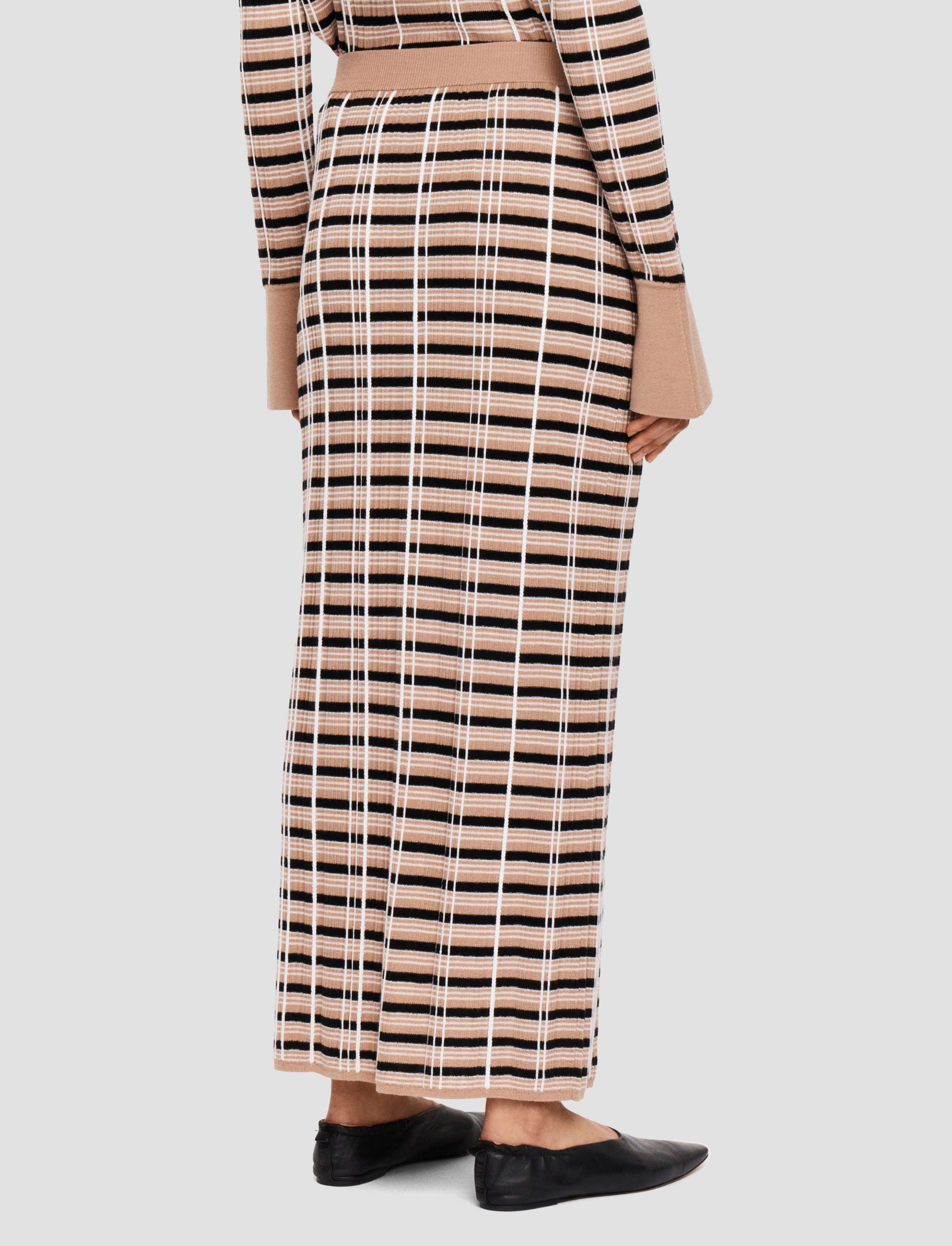 Check Wool Silk Skirt SheerWeight Knit