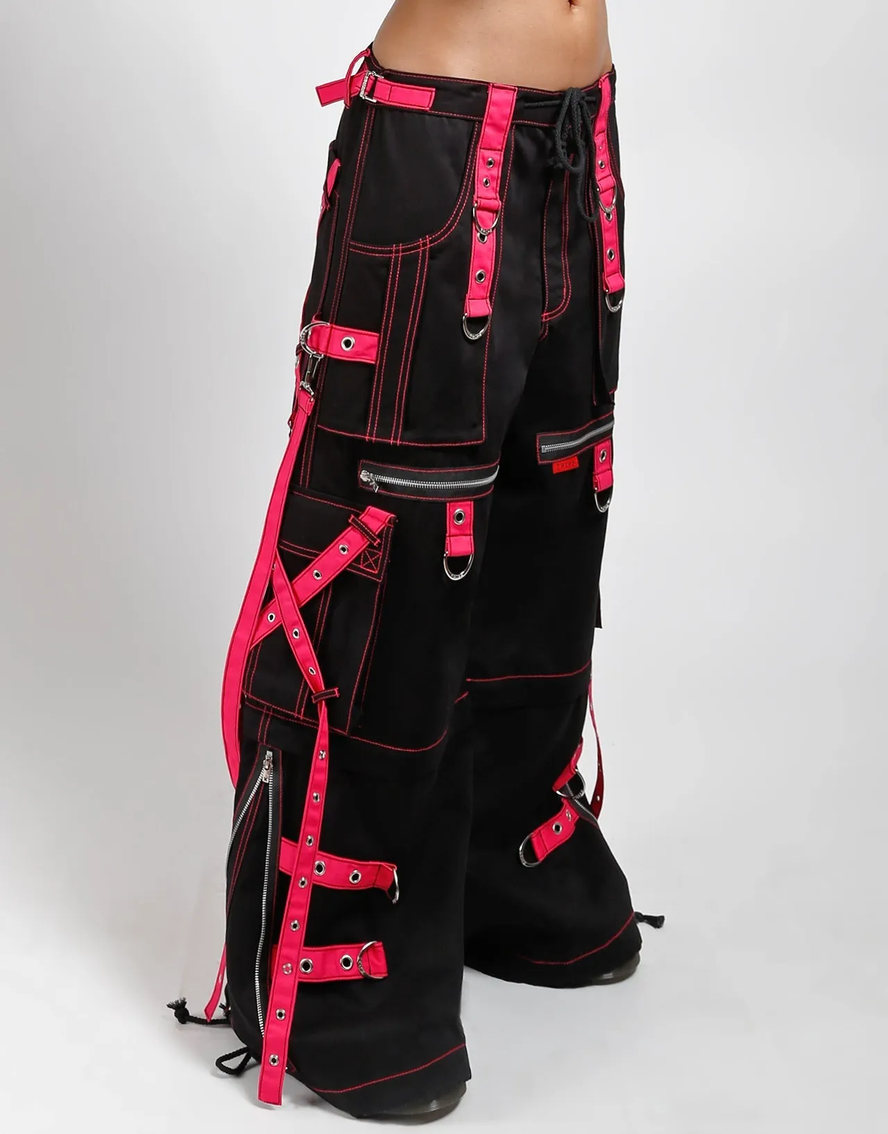 X-STRAP ZIP OFF PANT BLACK/PINK Rayon drape Sport Comfort Fit