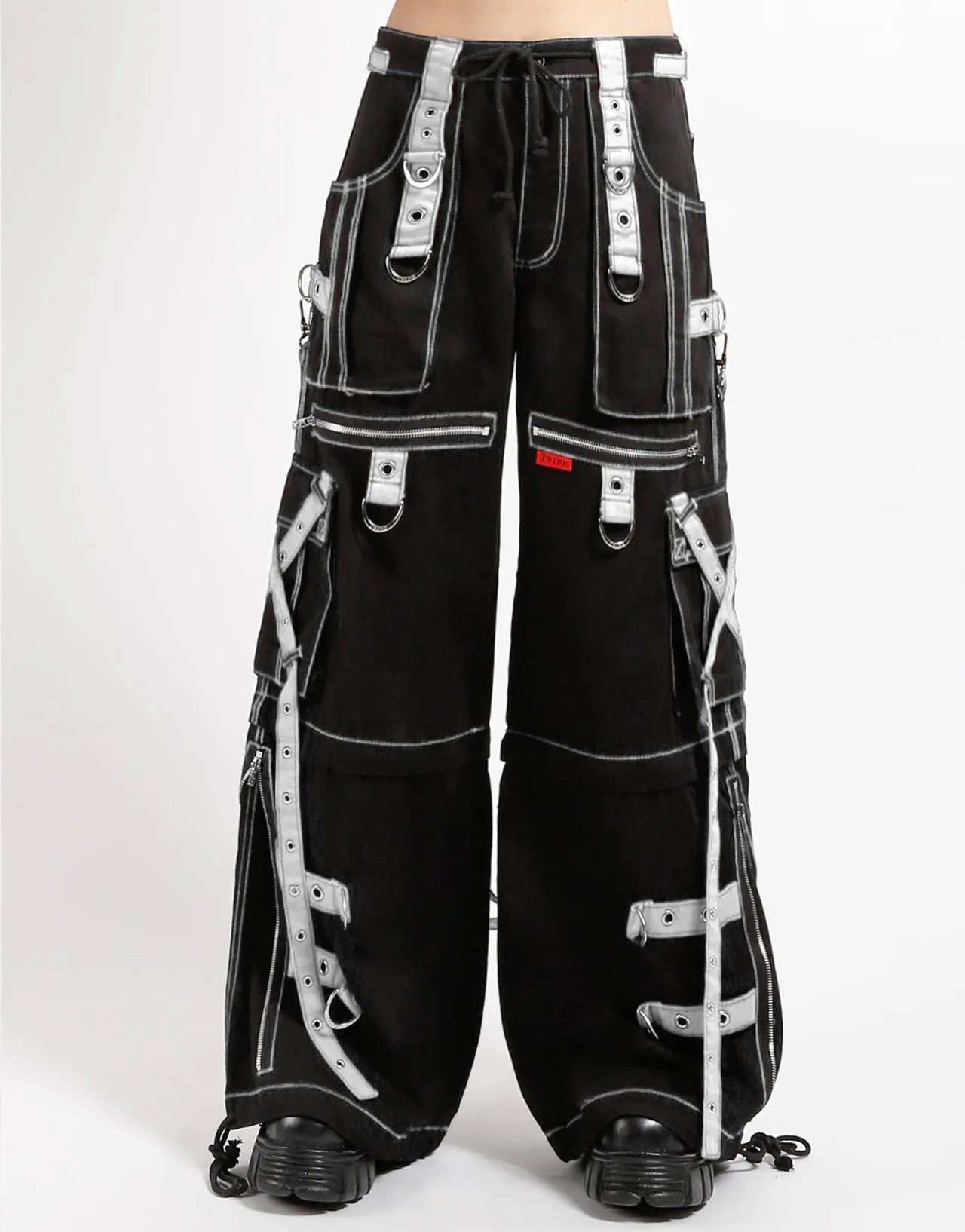 Trendy Appeal Simple Comfort Wear X-STRAP ZIP OFF PANT BLACK/WHITE