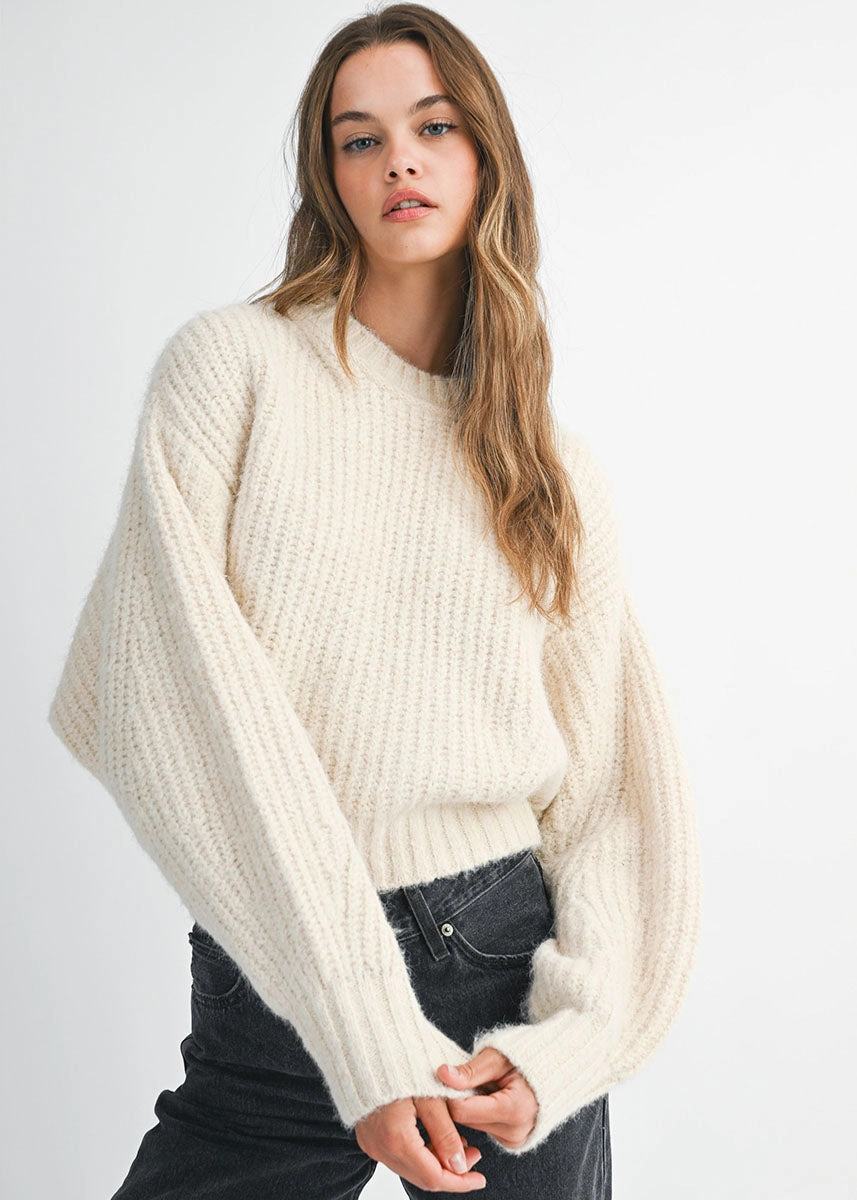 Lightweight Material QuickDrying Elliot Slouchy Crew Neck Pullover - Cream