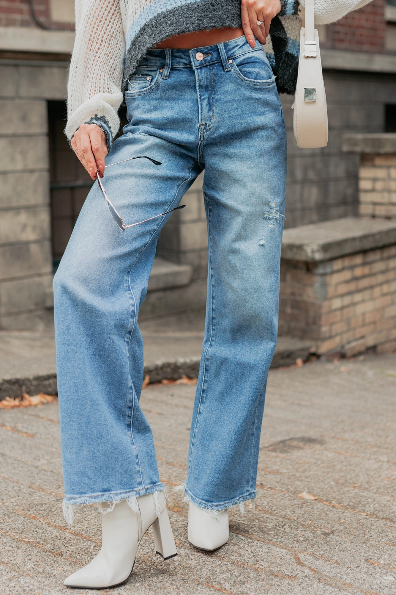 Zari High Rise Straight Leg Mica Denim Jeans (Medium) Go-To Choice