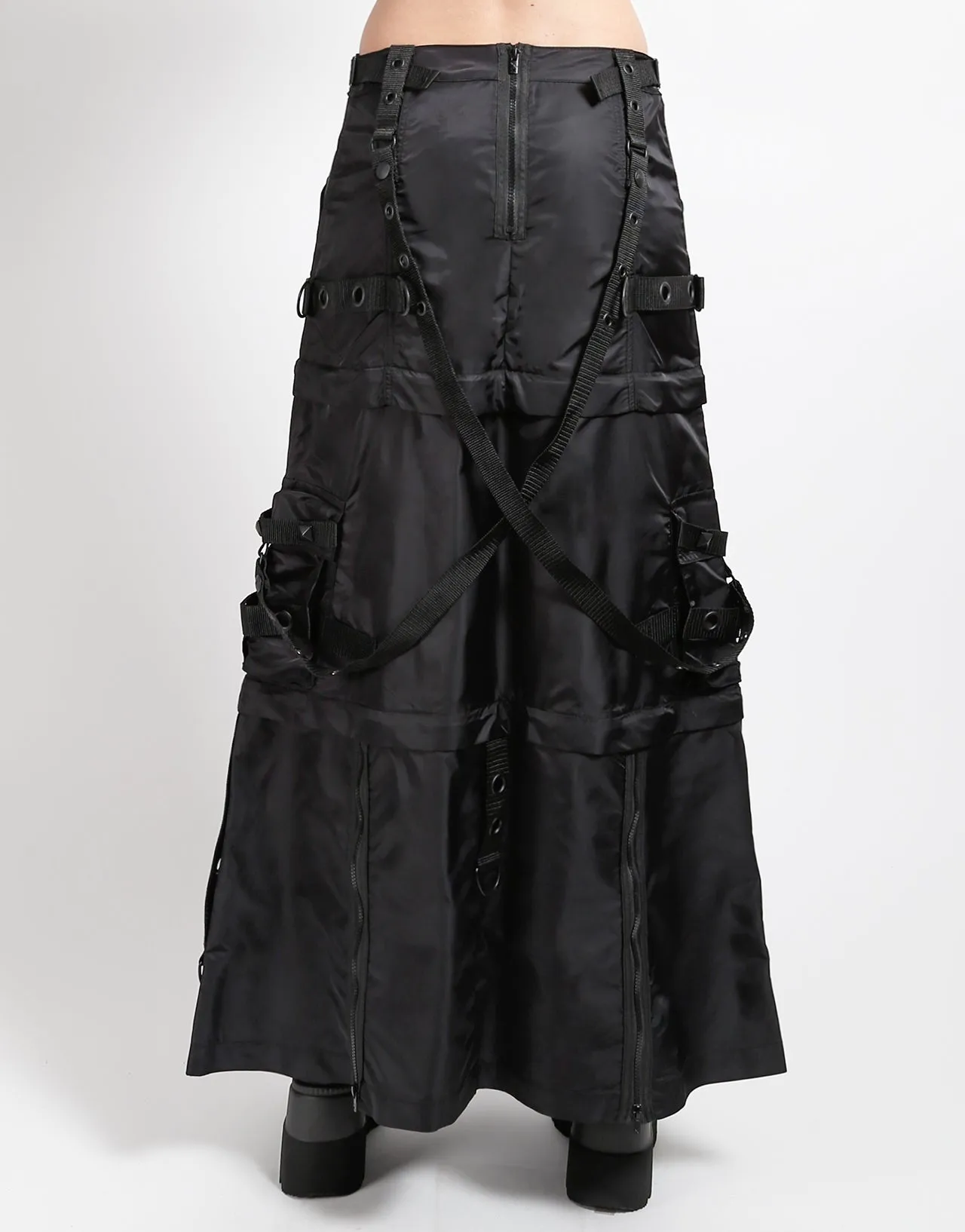 Slim wear ZIP OFF MEGA NYLON SKIRT BLACK