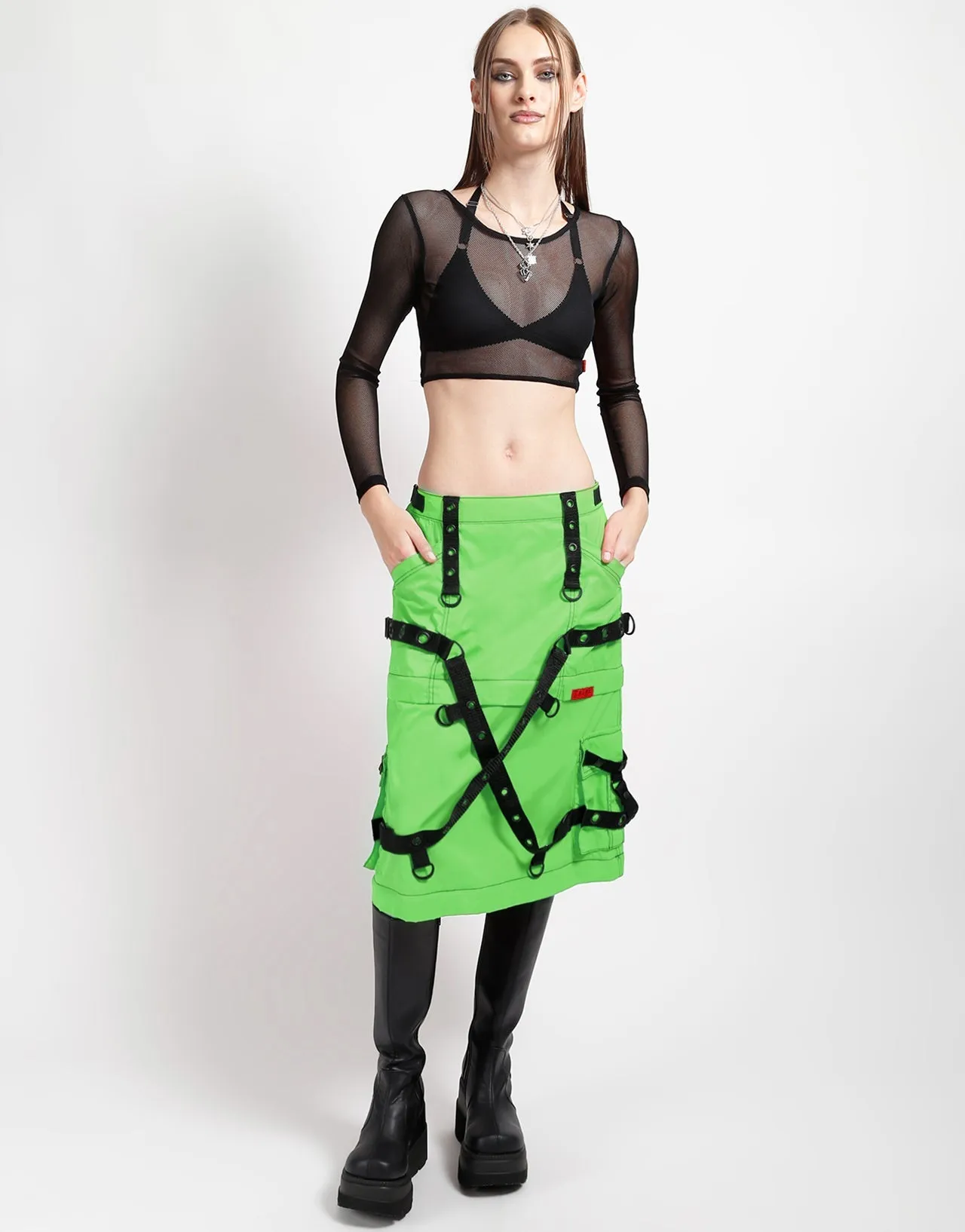 Flex Wear Comfy Wearable ZIP OFF MEGA NYLON SKIRT NEON LIME
