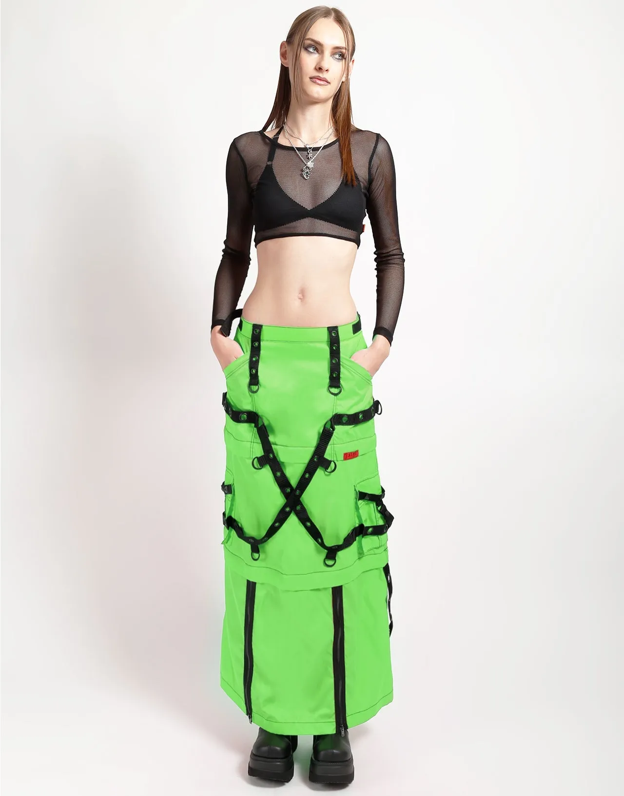 Chilly Weather Comfort Sport Ready ZIP OFF MEGA NYLON SKIRT NEON LIME