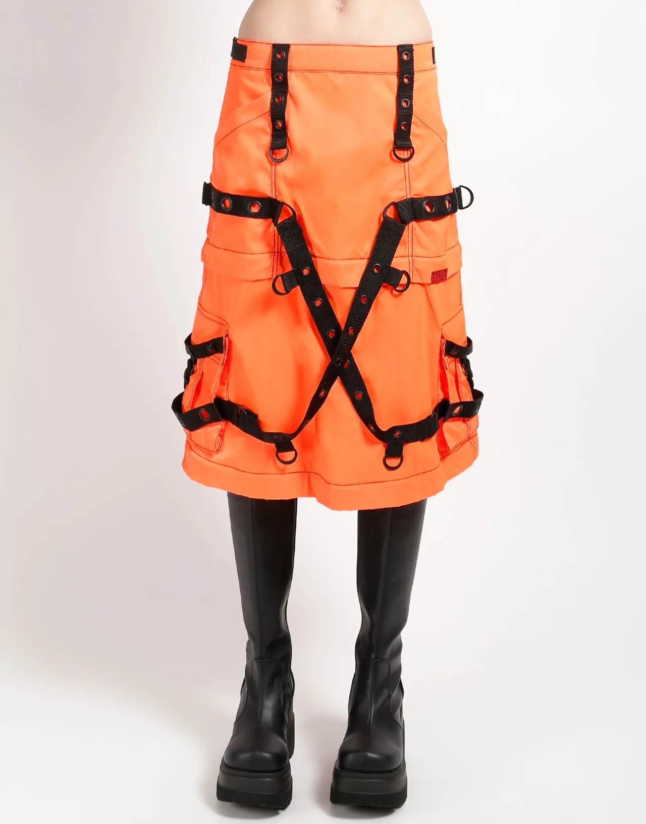 ZIP OFF MEGA NYLON SKIRT NEON ORANGE Noise Reduciting Fabric Quick Release Buckle