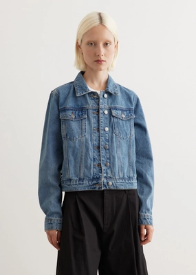 Matching Basic Zipper Denim Jacket