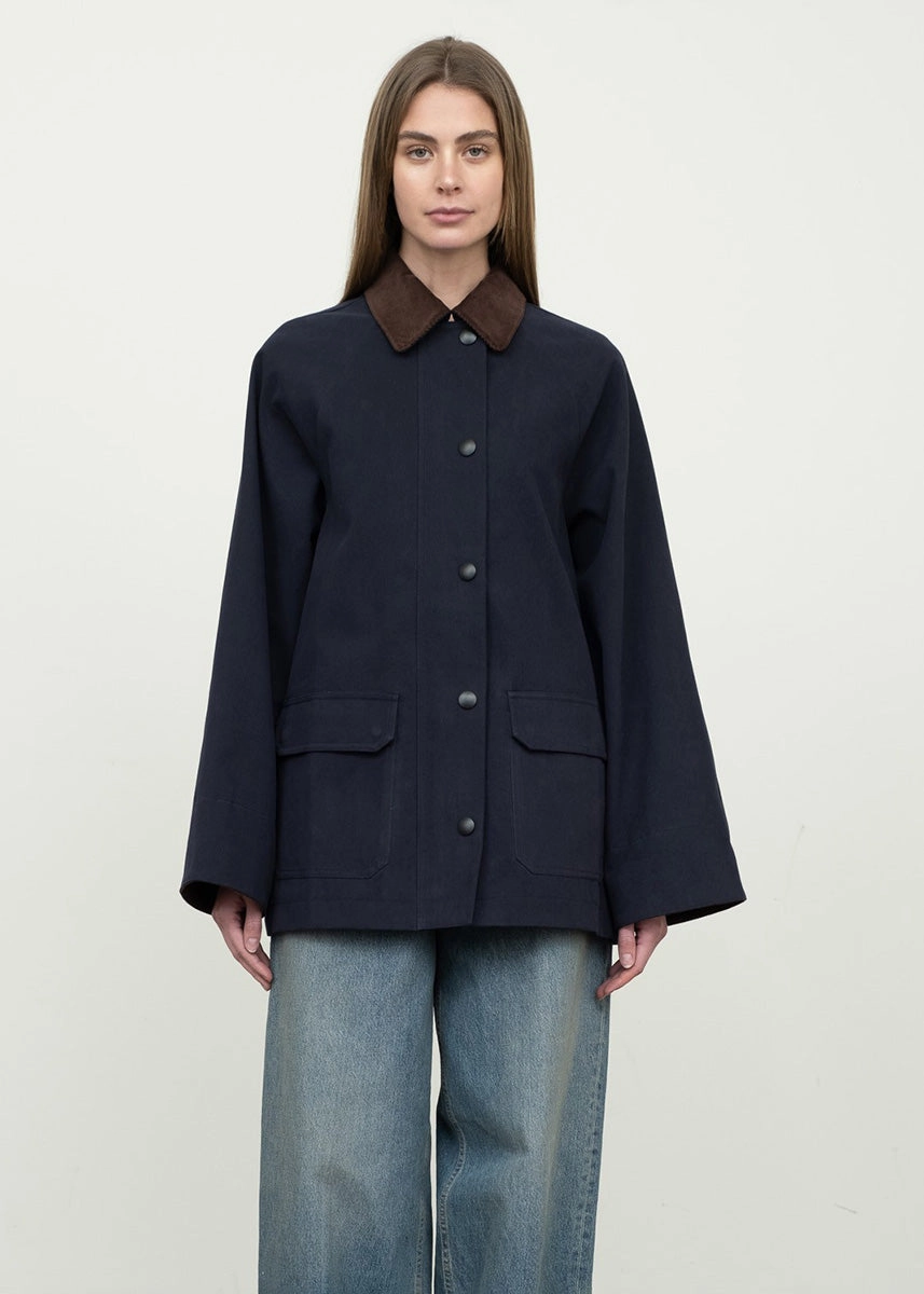 Bess Corduroy Barn Jacket - Navy Low Profile Insulation ElasticWaistband