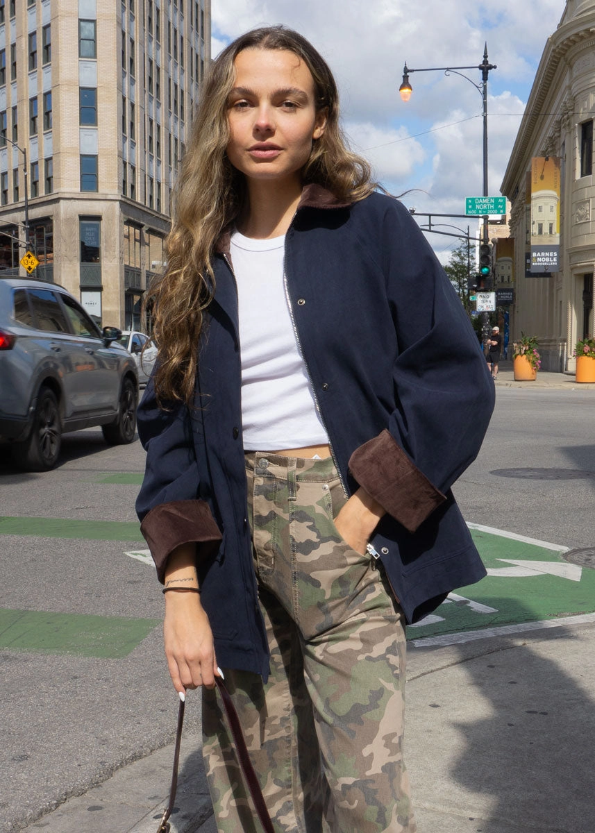 DurableStitching Bess Corduroy Barn Jacket - Navy